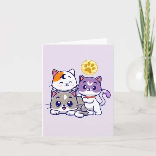 かわいい猫たち3匹 ノートカード (正面)