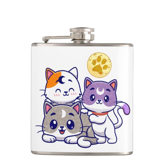 かわいい猫たち3匹 フラスク (正面)