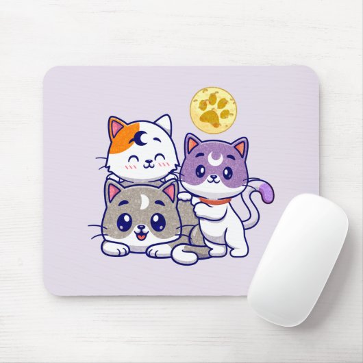 かわいい猫たち3匹 マウスパッド (マウス)