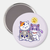 かわいい猫たち3匹 マグネット (正面/裏面)