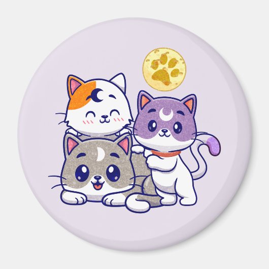 かわいい猫たち3匹 マグネット (正面)