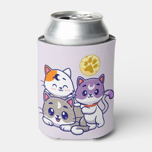 かわいい猫たち3匹 缶クーラー (缶正面)