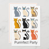 かわいい猫たち40歳の誕生日 招待状 (正面/裏面)