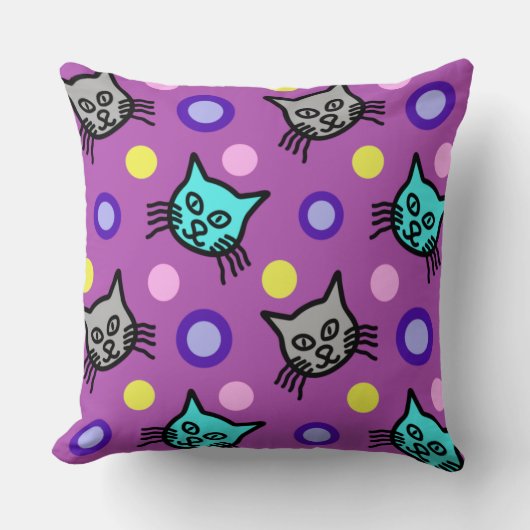 かわいい猫たち – バイオレットビッグ装飾用クッション クッション (正面)