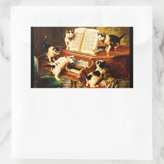 かわいい猫たち、ピアノを歌う子猫たち 長方形シール (バッグ)