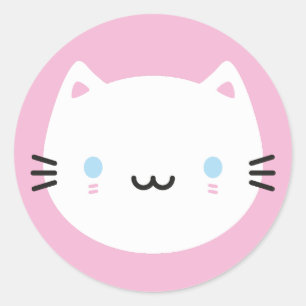 かわいい猫たち – ホワイトかわいい子猫 ラウンドシール