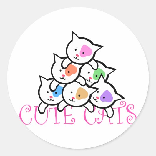 かわいい猫たち ラウンドシール (正面)
