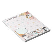 かわいい猫たち – 前足でピンク色の背景 ノートパッド (アングル)