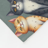 かわいい猫たち、明るい灰色の緑に見える フリースブランケット (角)