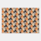 かわいい猫たち|水玉模様とストライプ ラッピングペーパーシート (正面)