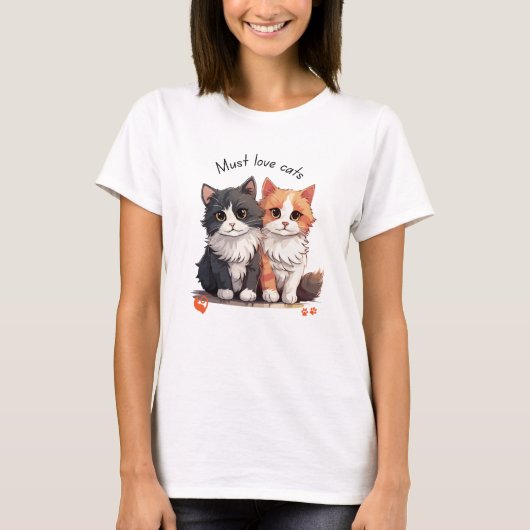 かわいい猫たち、猫の贈り物、猫好き Tシャツ (正面)