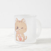 かわいい猫たち | 猫好きデザイン フロストグラスマグカップ (正面右)