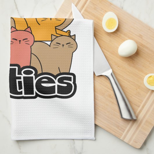 かわいい猫ちゃんデザイン – かわいい猫アート キッチンタオル (四つ折り)