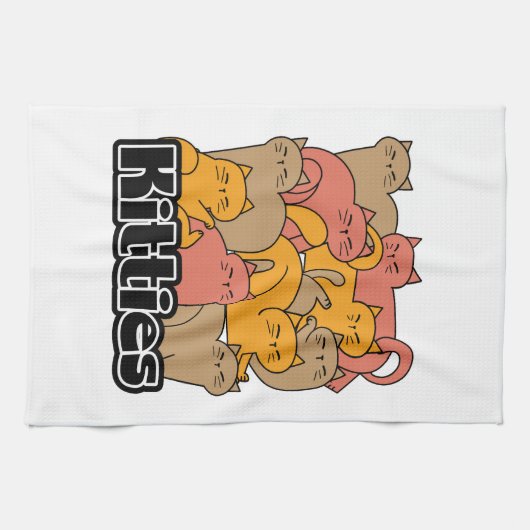 かわいい猫ちゃんデザイン – かわいい猫アート キッチンタオル (横)