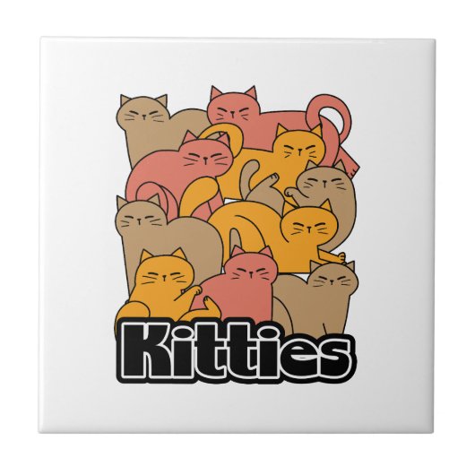 かわいい猫ちゃんデザイン – かわいい猫アート タイル (正面)