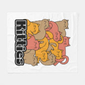 かわいい猫ちゃんデザイン – かわいい猫アート フリースブランケット (正面(横))