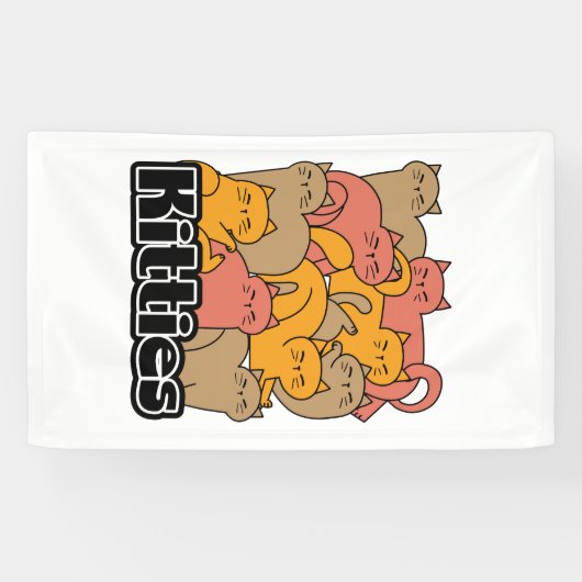 かわいい猫ちゃんデザイン – かわいい猫アート 横断幕 (横)