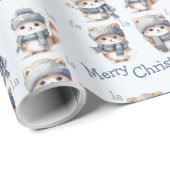 かわいい猫ちゃんブルーファラメリークリスマス ラッピングペーパー (ロールコーナー)