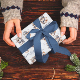 かわいい猫ちゃんブルーファラメリークリスマス ラッピングペーパー