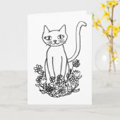 かわいい猫ちゃん カード (黄色い花)