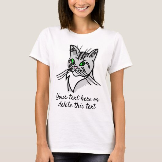 かわいい猫とあなたのテキスト Tシャツ (正面)