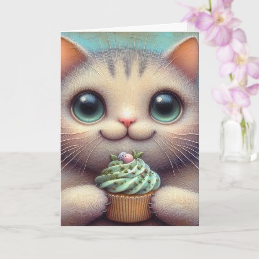 かわいい猫とかじのカップケーキ すべての機会に カード (蘭)