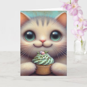 かわいい猫とかじのカップケーキ すべての機会に カード