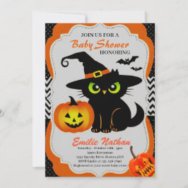 かわいい猫とかぼちゃのハロウィーン赤ちゃんシャワーが登場 招待状
