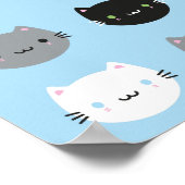 かわいい猫とかわいいの子猫(青) ポスター (角)