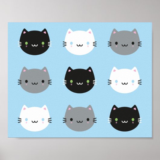 かわいい猫とかわいいの子猫(青) ポスター (正面)