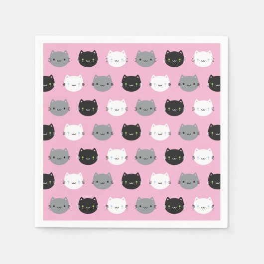 かわいい猫とかわいい子猫（ピンク） スタンダードカクテルナプキン (正面)
