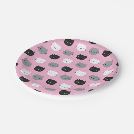 かわいい猫とかわいい子猫（ピンク） ペーパープレート (アングル)