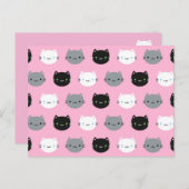 かわいい猫とかわいい子猫（ピンク） ポストカード (正面/裏面)
