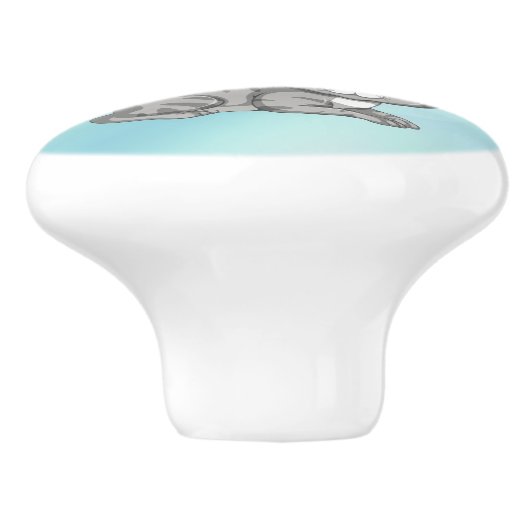 かわいい猫とさくらんぼの花ターコイズ女子 セラミックノブ (側面)