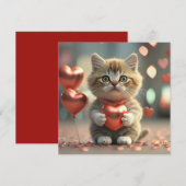 かわいい猫とのバレンタインデー シーズンカード (正面/裏面)