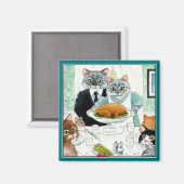 かわいい猫との出会い感謝祭ディナー マグネット (正面/裏面)
