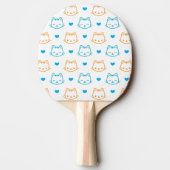 かわいい猫とはートのオレンジ青パターン 卓球ラケット (裏面)