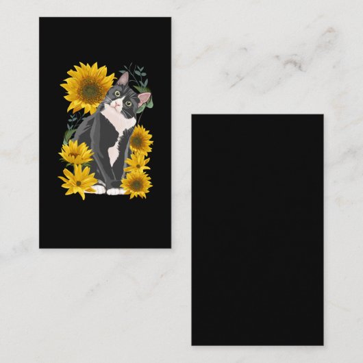 かわいい猫とひまわりの庭で猫の愛 名刺 (正面/裏面)