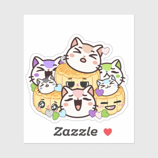 かわいい猫ともちもちケーキ - かわいい日本のスナック シール (シート)
