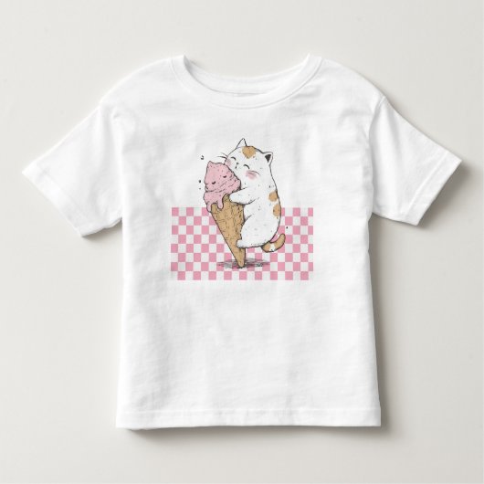 かわいい猫とアイスクリームコーン トドラーTシャツ (正面)