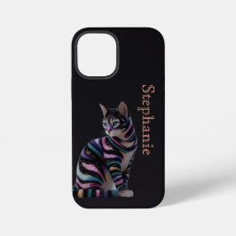 かわいい猫とオーダーメイドの名前デザイン iPhone 12 MINIケース