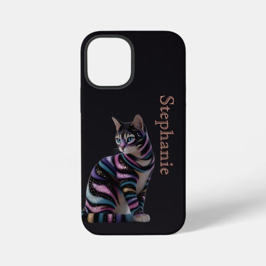 かわいい猫とオーダーメイドの名前デザイン iPhoneケース (裏面)