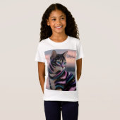 かわいい猫とオーダーメイドの名前デザイン Tシャツ (正面フル)