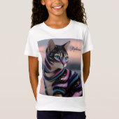 かわいい猫とオーダーメイドの名前デザイン Tシャツ (正面)