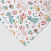 かわいい猫とカップケーキのデザイン - かわいい子猫のアート 薄葉紙 (詳細)