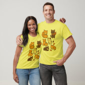 かわいい猫とカボチャと落ち葉の秋 Tシャツ (ユニセックス)