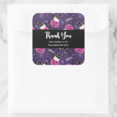 かわいい猫とカボチャのハロウィンパターンありがとう スクエアシール (バッグ)