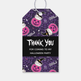 かわいい猫とカボチャのハロウィンパターン ギフトタグ