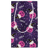 かわいい猫とカボチャのハロウィンパターン スモールペーパーバッグ (裏面)