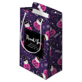 かわいい猫とカボチャのハロウィンパターン スモールペーパーバッグ (正面アングル)